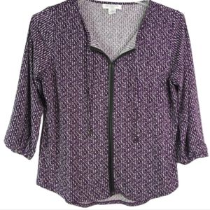 Liz Claiborne Women's Blouse Faux Leather  Tie Strings  Size PL